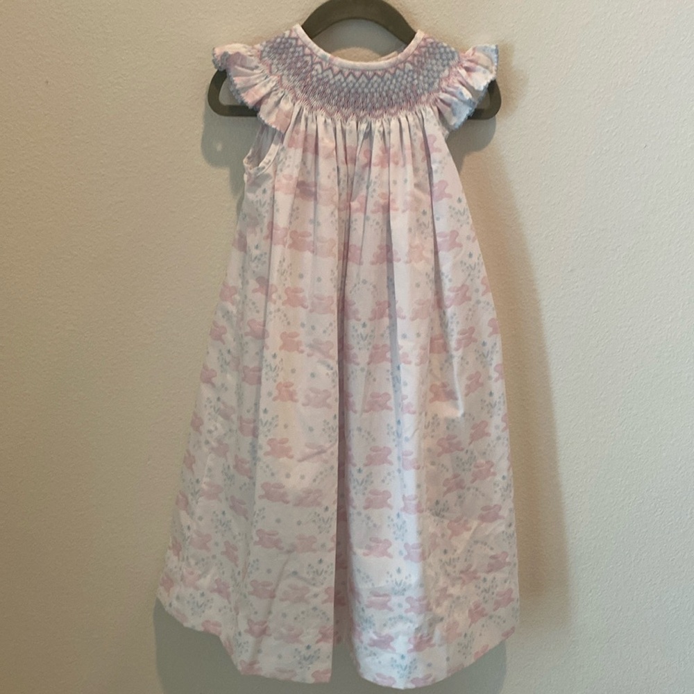 Smocked Dress with Light Pink and Blue detail